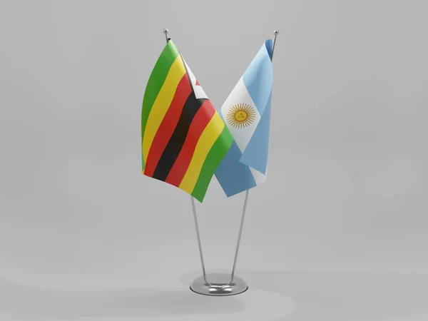 Argentyna Zimbabwe Flagi Współpracy Białe Tło Render — Zdjęcie stockowe