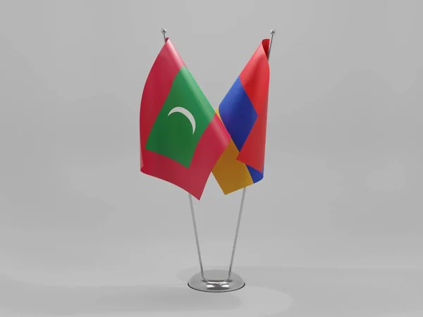 Arménie Drapeaux Coopération Des Maldives Fond Blanc Render — Photo