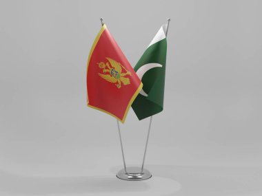 Pakistan - Karadağ İşbirliği Bayrakları, Beyaz Arkaplan - 3D Hazırlama