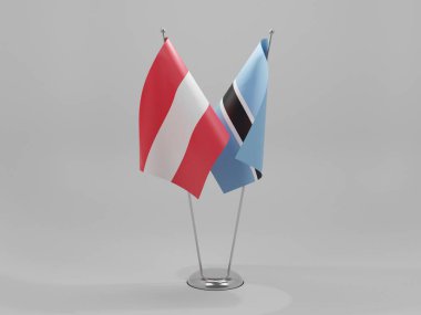 Botswana - Avusturya İşbirliği Bayrakları, Beyaz Arkaplan - 3D Render