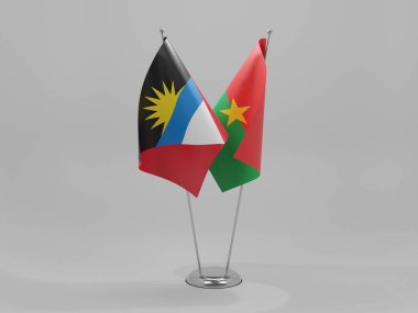 Burkina Faso - Antigua ve Barbuda İşbirliği Bayrakları, Beyaz Arkaplan - 3D Render