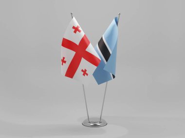 Botswana - Georgia İşbirliği Bayrakları, Beyaz Arkaplan - 3D Render