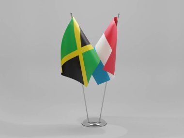 Lüksemburg - Jamaika İşbirliği Bayrakları, Beyaz Arkaplan - 3D Render