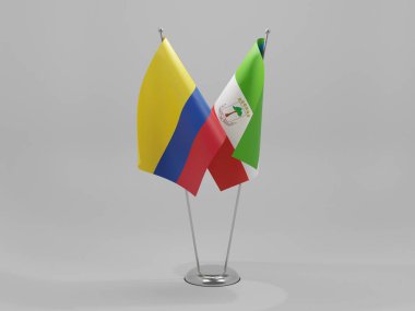 Ekvator Ginesi - Kolombiya İşbirliği Bayrakları, Beyaz Arkaplan - 3D Yapılandırma