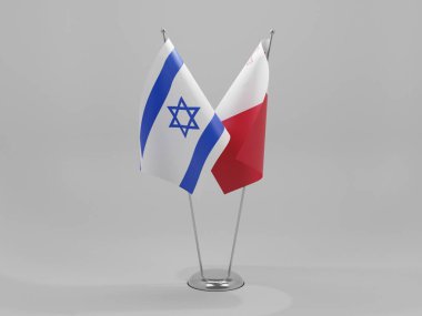 Malta - İsrail İşbirliği Bayrakları, Beyaz Arkaplan - 3D Yapılandırma