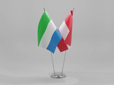 Avusturya - Sierra Leone İşbirliği Bayrakları, Beyaz Arkaplan - 3D Render