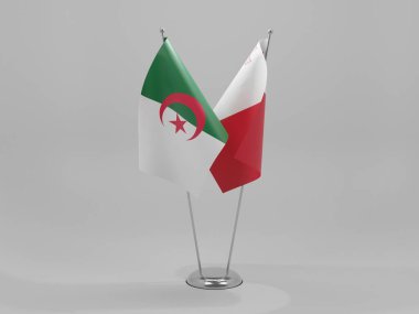 Malta - Cezayir İşbirliği Bayrakları, Beyaz Arkaplan - 3D Render