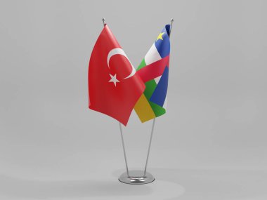 Orta Afrika Cumhuriyeti - Türkiye İşbirliği Bayrakları, Beyaz Arkaplan - 3D Hazırlama