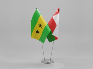 Umman - Sao Tome ve Principe İşbirliği Bayrakları, Beyaz Arkaplan - 3D