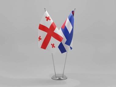 Küba - Georgia İşbirliği Bayrakları, Beyaz Arkaplan - 3D Render