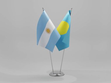 Palau - Arjantin İşbirliği Bayrakları, Beyaz Arkaplan - 3D Render