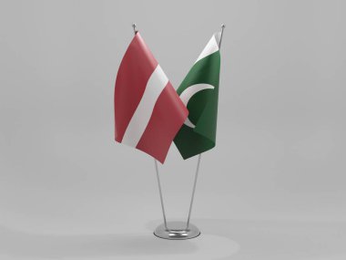 Pakistan - Letonya İşbirliği Bayrakları, Beyaz Arkaplan - 3D Yapılandırma