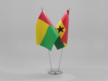 Gana - Gine Bissau İşbirliği Bayrakları, Beyaz Arkaplan - 3D Render
