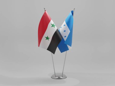 Honduras - Suriye İşbirliği Bayrakları, Beyaz Arkaplan - 3D Render