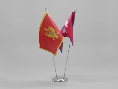 Nepal - Karadağ İşbirliği Bayrakları, Beyaz Arkaplan - 3D Hazırlama