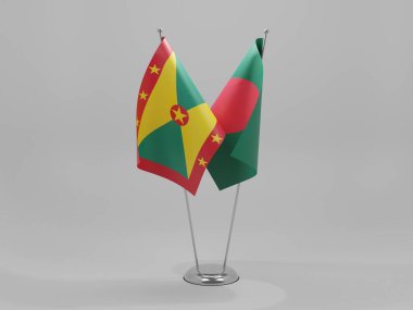 Bangladeş - Grenada İşbirliği Bayrakları, Beyaz Arkaplan - 3D Renklendirme