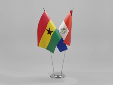 Paraguay - Gana İşbirliği Bayrakları, Beyaz Arkaplan - 3D Render