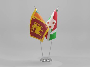 Burundi - Sri Lanka İşbirliği Bayrakları, Beyaz Arkaplan - 3D Render