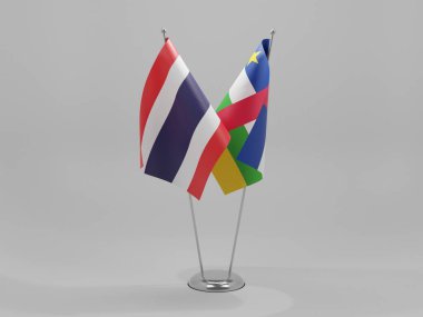 Orta Afrika Cumhuriyeti - Tayland İşbirliği Bayrakları, Beyaz Arkaplan - 3D Render