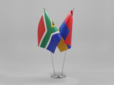 Ermenistan - Güney Afrika İşbirliği Bayrakları, Beyaz Arkaplan - 3D Render