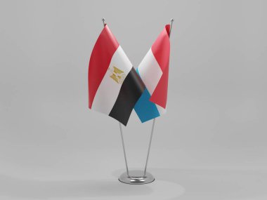 Lüksemburg - Mısır İşbirliği Bayrakları, Beyaz Arkaplan - 3D Render