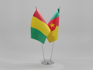 Kamerun - Gine İşbirliği Bayrakları, Beyaz Arkaplan - 3D Render