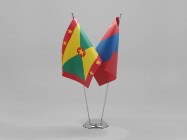 Moğolistan - Grenada İşbirliği Bayrakları, Beyaz Arkaplan - 3D Renklendirme