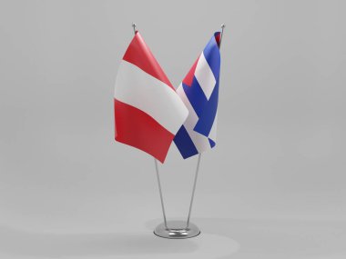 Küba - Peru İşbirliği Bayrakları, Beyaz Arkaplan - 3D Render