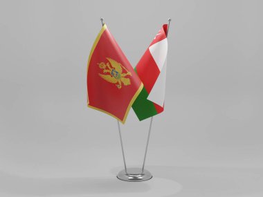 Umman - Karadağ İşbirliği Bayrakları, Beyaz Arkaplan - 3D Hazırlama