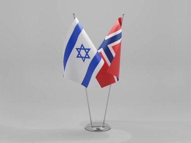 Norveç - İsrail İşbirliği Bayrakları, Beyaz Arkaplan - 3D Yapılandırma