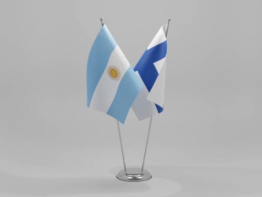 Finlandiya - Arjantin İşbirliği Bayrakları, Beyaz Arkaplan - 3D Hazırlama