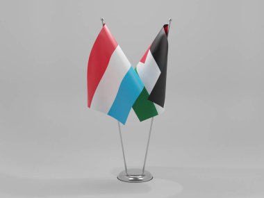 Filistin - Lüksemburg İşbirliği Bayrakları, Beyaz Arkaplan - 3D Yapılandırma