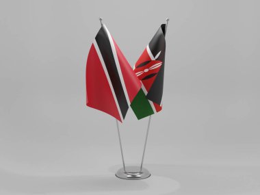 Kenya - Trinidad ve Tobago İşbirliği Bayrakları, Beyaz Arkaplan - 3D Yapılandırma