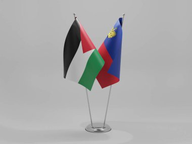 Lihtenştayn - Ürdün İşbirliği Bayrakları, Beyaz Arkaplan - 3D Render