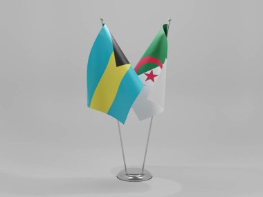 Cezayir - Bahamalar İşbirliği Bayrakları, Beyaz Arkaplan - 3D Render