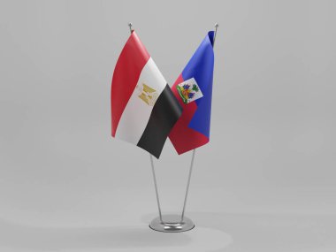 Haiti - Mısır İşbirliği Bayrakları, Beyaz Arkaplan - 3D Yapılandırma