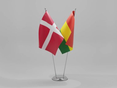 Bolivya - Danimarka İşbirliği Bayrakları, Beyaz Arkaplan - 3B Render