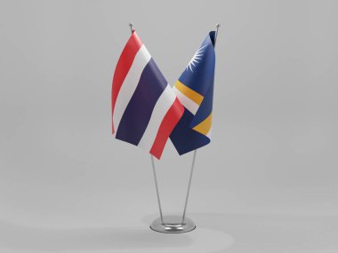 Marshall Adaları - Tayland İşbirliği Bayrakları, Beyaz Arkaplan - 3D Render