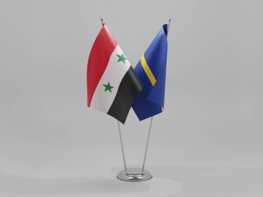 Nauru - Suriye İşbirliği Bayrakları, Beyaz Arkaplan - 3D Render