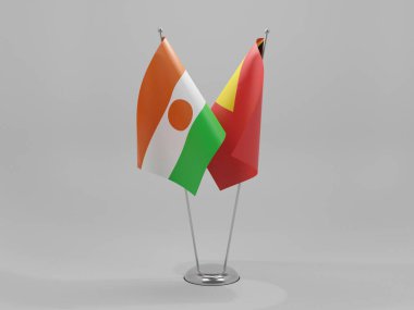 Doğu Timor - Nijer İşbirliği Bayrakları, Beyaz Arkaplan - 3D Render