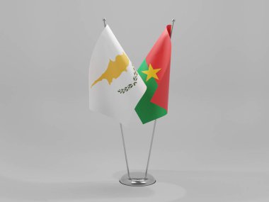 Burkina Faso - Kıbrıs İşbirliği Bayrakları, Beyaz Arkaplan - 3D Render
