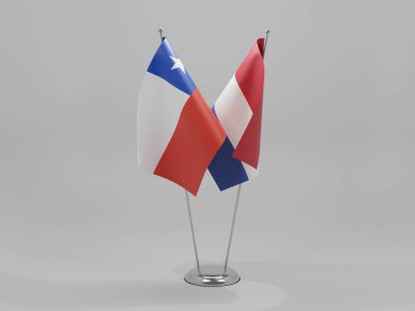 Hollanda - Şili İşbirliği Bayrakları, Beyaz Arkaplan - 3D Render