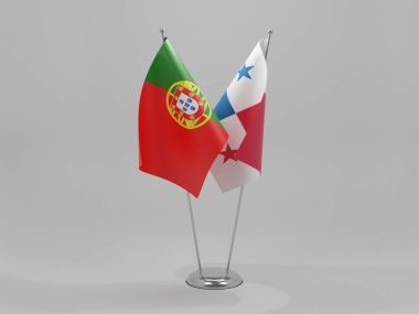 Panama - Portekiz İşbirliği Bayrakları, Beyaz Arkaplan - 3D Render