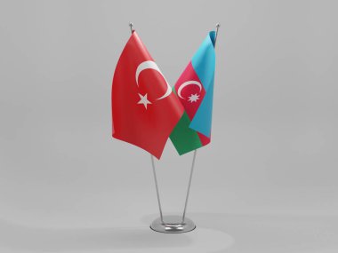 Azerbaycan - Türkiye İşbirliği Bayrakları, Beyaz Arkaplan - 3D Hazırlama
