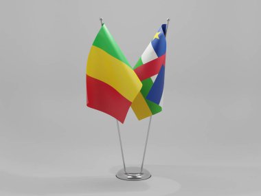 Orta Afrika Cumhuriyeti - Mali İşbirliği Bayrakları, Beyaz Arkaplan - 3D Render