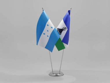 Lesotho - Honduras İşbirliği Bayrakları, Beyaz Arkaplan - 3D Render