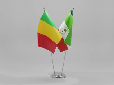 Ekvator Ginesi - Mali İşbirliği Bayrakları, Beyaz Arkaplan - 3D Render
