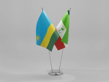 Ekvator Ginesi - Ruanda İşbirliği Bayrakları, Beyaz Arkaplan - 3D Render