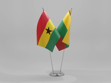 Litvanya - Gana İşbirliği Bayrakları, Beyaz Arkaplan - 3D Render