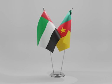 Kamerun - Birleşik Arap Emirlikleri İşbirliği Bayrakları, Beyaz Arkaplan - 3D Render
